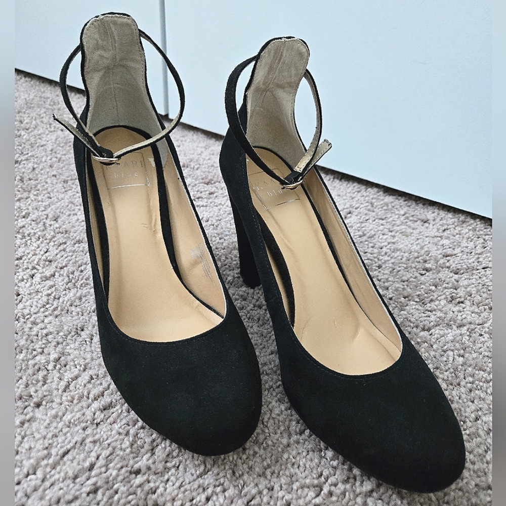 Kaari Blue Black Suede Jenna Heels